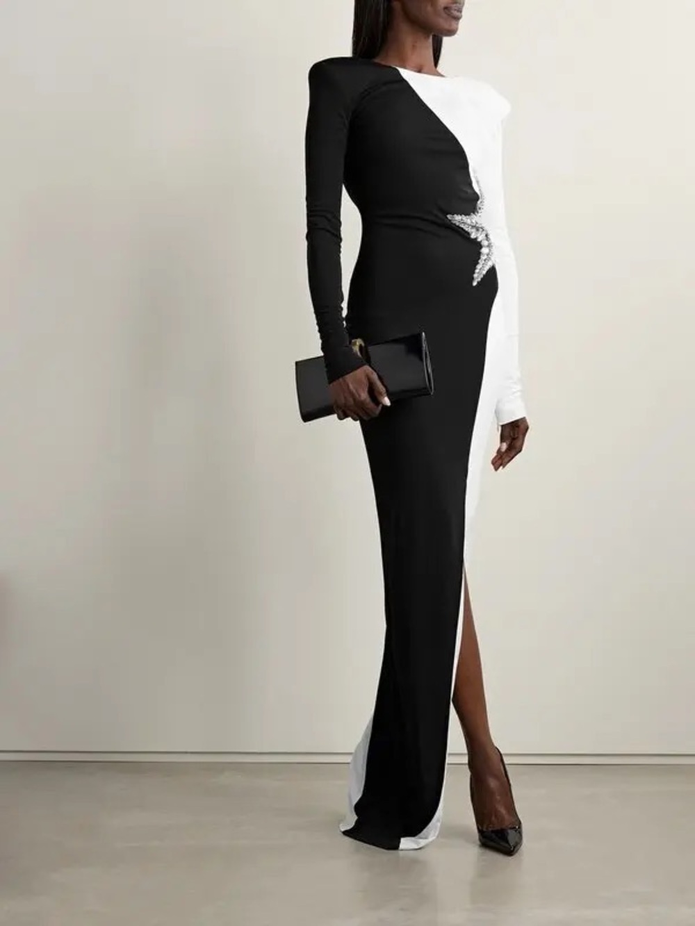 BALMAIN Two-Tone Crystal embellished Maxi Dress NWT